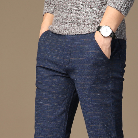 MRMT-Pantalones rectos elásticos para hombre, pantalón informal, a rayas, para primavera y verano, 2022 ► Foto 1/6