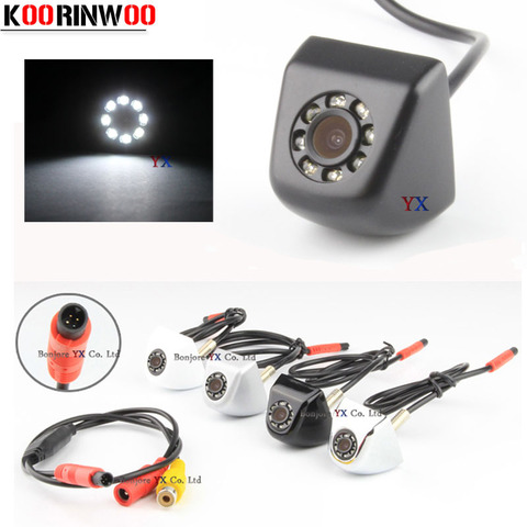 Koorinwoo CCD HD Video coche cámara de visión trasera cámara frontal 8 led luz visión nocturna sistema de aparcamiento negro/blanco reverso para mayor seguridad ► Foto 1/6
