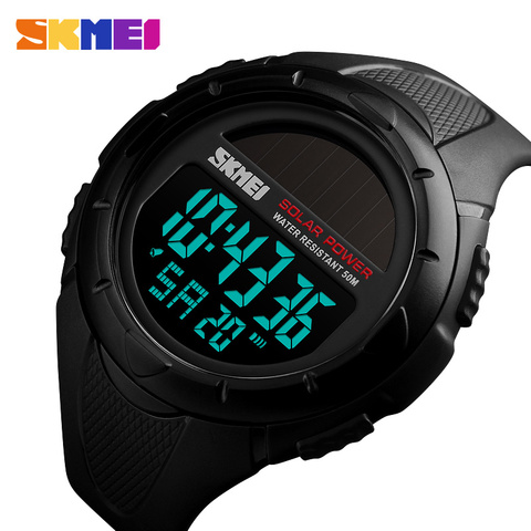 SKMEI Solar al aire libre deportes reloj de los hombres luminosos 12/24 horas reloj Digital Chrono 50 m reloj impermeable Relogio Masculino 1405 ► Foto 1/6