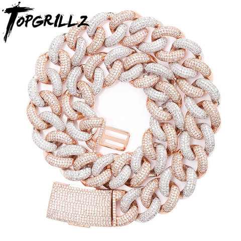 TOPGRILLZ-collar de Eslabón cubano de zirconia cúbica, cadena de eslabones con cierre de caja, 14mm, 20mm, estilo hip hop ► Foto 1/6