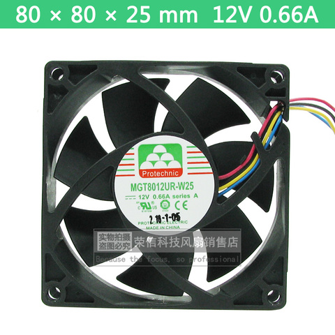 8025 80mm 80*80*25mm Comptuter ventilador de refrigeración de la CPU Protechnic MGT8012UR-W25 como cooler master FA08025M12LPA 12 V 0.66A con 4pin ► Foto 1/4