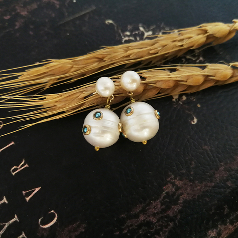 Vanssey-pendientes redondos de perlas naturales para mujer, joyería de moda, accesorios llamativos, novedad de 2022 ► Foto 1/6