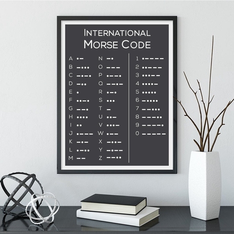 Código Morse cartel y moderna impresión minimalista cuadro sobre lienzo para pared negro imagen en blanco para la sala de Decoración de casa ► Foto 1/6