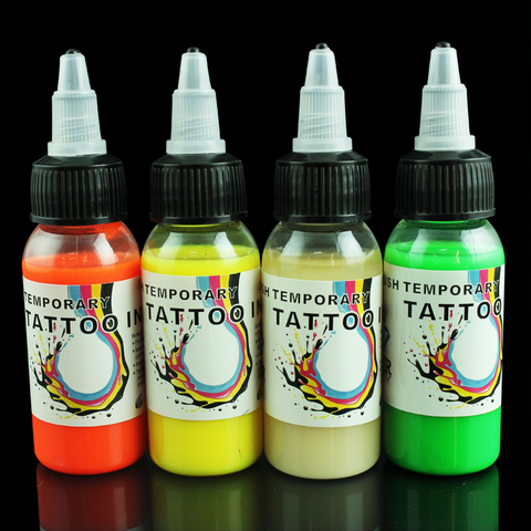 OPHIR fluorescente tintas para aerógrafo para tatuaje temporal 30ML/botella de 4 colores cuerpo pintura pigmento para elegir TA103(1-4) ► Foto 1/6