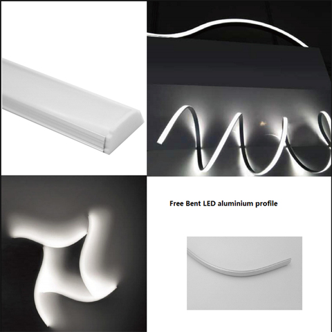 5-30 unids/lote 0,5 m/unids canal led flexible, perfil de aluminio doblado libre para tira de 5050,5630 led, lechoso/funda transparente para pcb de 12mm ► Foto 1/6