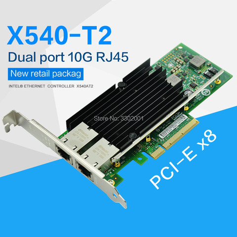 X540-T2 Intel X540 Chipset PCIe x8 doble cobre RJ45 10Gbps puerto de tarjeta de red Ethernet de Compatible ► Foto 1/4
