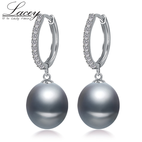 Pendientes de aro de perlas de agua dulce para mujer, pendientes de perlas naturales blancas para mujer, aretes de plata 925, regalo de joyería ► Foto 1/1