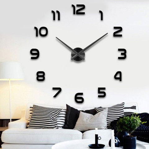 Reloj de pared de gran tamaño 3D de 37/50 pulgadas, pegatina de espejo, bricolaje, decoración para sala de estar, meetting, reloj de pared de habitación ► Foto 1/6