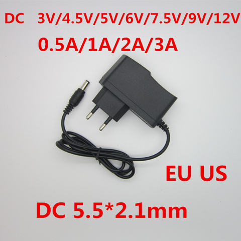 1 Uds 100-240V AC a DC adaptador de corriente para el cargador 3V 4,5 V 5V 6V 7,5 V 9V 12V 0.5A 1A 2A 3A UE nos macho de 5,5mm x 2,1mm ► Foto 1/5