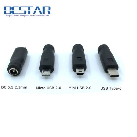 5V DC 5,5*2,1mm Jack USB 3,1 tipo C USB-C tipo-c 5,5mm * 2,1mm Mini USB y Micro USB de alimentación de CC adaptador de conector ► Foto 1/5