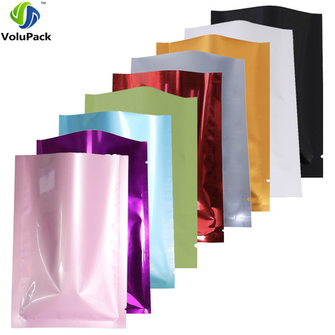 Variedad de tamaños bolsa de embalaje reciclable sellado térmico bolsa de vacío de papel de aluminio abierto bolsa de paquete rojo plano Mylar 100 unids/lote ► Foto 1/6