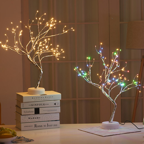 Lámpara de noche para decoración del hogar, lámpara de mesita de noche para dormitorio, operada por batería, cable de cobre LED, luz de árbol, 36 Uds./108 Uds. ► Foto 1/6