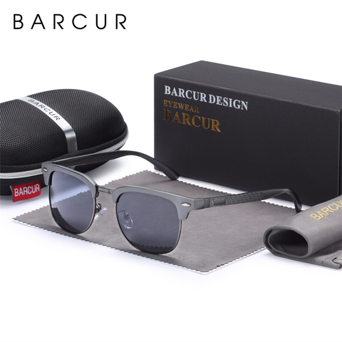 BARCUR-Gafas De sol polarizadas De aluminio para hombre, lentes De sol masculinas, clásicas, Punk ► Foto 1/1