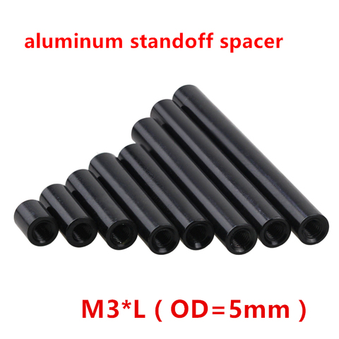 Columna de aluminio M3, 10 Uds., M3 * 4/5/6/8/10/12/15/20/25/30/35/37/40mm, espaciador de separación redondo, color negro anodizado ► Foto 1/1