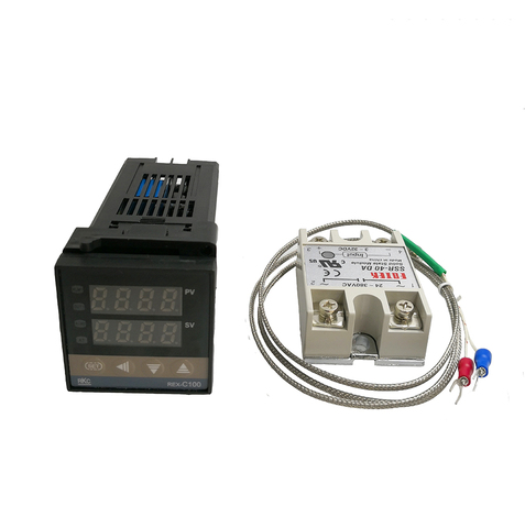 Controlador de temperatura Digital REX-C100, termostato PID, termómetro SSR 40DA, relé de estado sólido K, sonda de termopar, radiador ► Foto 1/6
