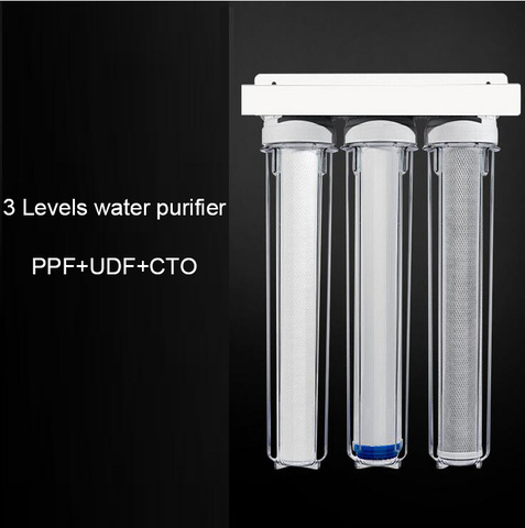 Venta directa de fábrica 20 pulgadas 3 niveles de bebida directa purificador de agua transparente prefiltro de agua PPF + UDF + CTO ► Foto 1/2