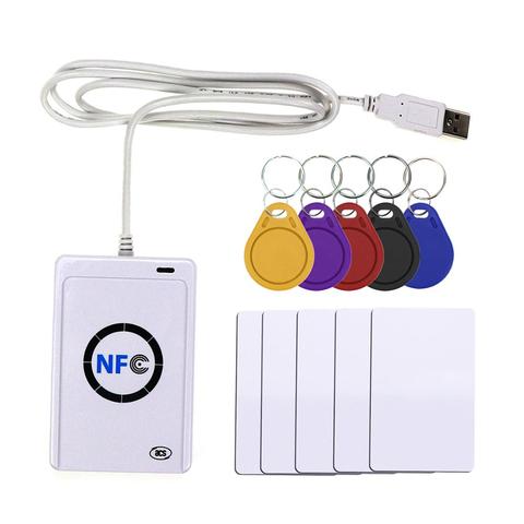 Lector de tarjetas NFC, lector USB ACR122U RFID inteligente 13,56 mhz, copiadora duplicadora para NFC (ISO/IEC18092) + 5 uds. Etiqueta UID cambiable ► Foto 1/6