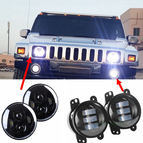 Luces LED antiniebla para Jeep Wrangler JK, faros delanteros redondos H1 H2 de 4 