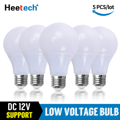 5 unids/lote DC 12 V del bulbo de LED, E27 lámparas 3W 5W 7W 9W 12W 15W Bombilla de luz Led Solar 12 voltios baja tensión de iluminación de la lámpara ► Foto 1/6