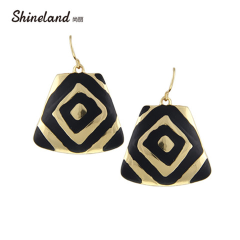 Shineland-bisutería de moda para Mujer, accesorios para Mujer, esmalte negro, Pendientes de gota geométricos llamativos, regalo, 2022 ► Foto 1/5
