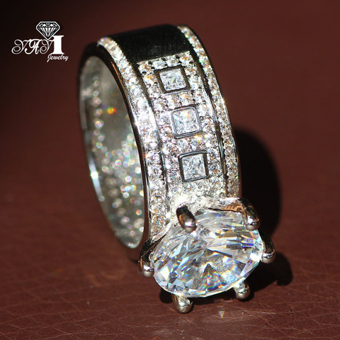 YaYI joyería de moda princesa corte enorme 4.6CT circón blanco Color plata anillos de compromiso anillos de boda anillos de fiesta ► Foto 1/6
