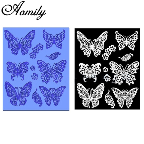 Aomily-alfombrilla de encaje de mariposas de silicona, adorno para pastel, Fondant, molde de mariposa, Mousse, pastel, cocina, decoración para hornear ► Foto 1/5