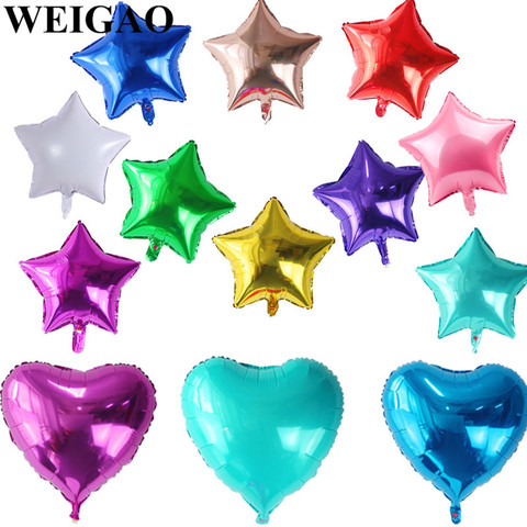 WEIGAO 5 piezas 18 pulgadas Star 24 pulgadas globos Corazón de aluminio helio inflable globos de la fiesta de cumpleaños de la boda globos de fiesta de niños favores ► Foto 1/6