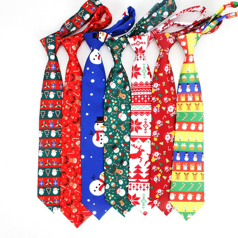 Corbata de poliéster con estampado de Papá Noel, árbol de Navidad, alce de Navidad, 12 colores, Nuevo rojo, 2022 ► Foto 1/6