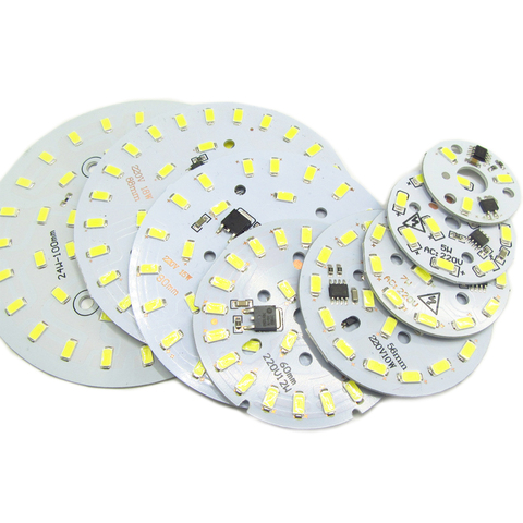 Led pcb de aluminio SMD 220 de 5730 v, 2W, 3w, 5w, 6W, 7w, 10w, 12w, 15w, 18w y 24w, placa de controlador integrada, Blanco/blanco cálido para bombilla LED ► Foto 1/2