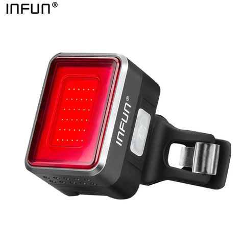 Luz trasera de bicicleta INFUN luz trasera de bicicleta luz trasera de inducción automática de freno MTB carga USB transpirable LED linterna de seguridad de bicicleta ► Foto 1/5