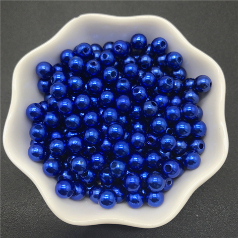 Perlas de imitación azules de 4mm, 6mm, 8mm, 10mm, cuentas acrílicas redondas, separador con perla, cuentas sueltas para fabricación de joyas ► Foto 1/2