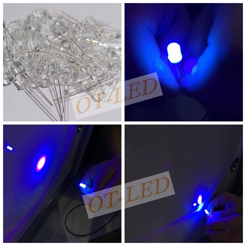 100 Uds 5mm ultravioleta 395nm 400nm LED UV lámpara de diodo emisor de luz 5mm UVLED (Ultra violeta púrpura 5mm lente redonda transparente de agua) ► Foto 1/6
