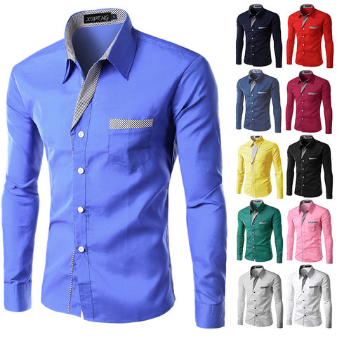 2022 marca nueva primavera camisa de los hombres Hombre Camisas casuales de la moda de los hombres de manga larga Formal camisa social masculina ► Foto 1/6