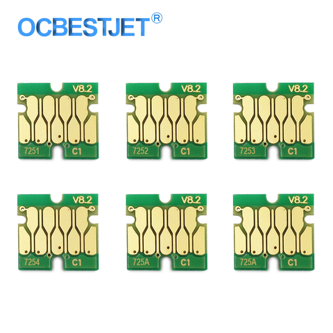 Cartucho de tinta T7251, T7252, T7253, T7254, T725A, T725A, Chip para impresora Epson SureColor F2000 SC-F2000, 6 colores/juego ► Foto 1/6