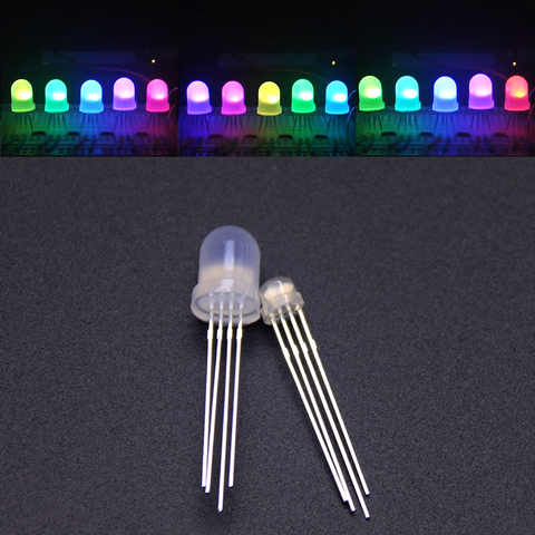 WS2811 5mm F5 8mm F8 DC5V difusa sombrero redondo RGB LED píxeles 2811 Arduino led chips color RGB LEDs direccionables 5-1000 Uds ► Foto 1/6