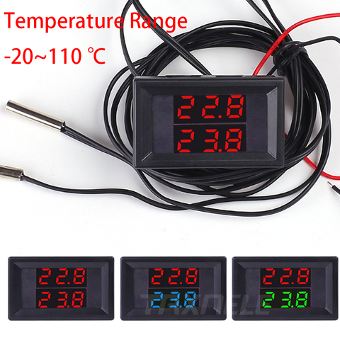 Termómetro Digital de doble pantalla de 20-110 grados, SONDA DE Metal NTC, impermeable, Sensor de temperatura para interior de habitación de coche ► Foto 1/6
