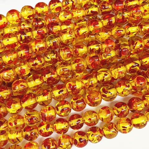 Cuentas redondas Bodhi de resina dorada con fuego, cuentas sueltas de amberos para oración, placa espaciadora acrílica de cera de abejas de imitación, fabricación de joyas de 15 