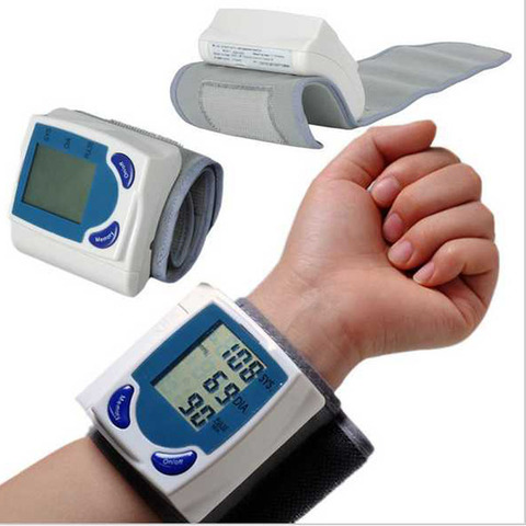 Esfigmomanómetro automático portátil, monitor de presión arterial automático, LCD Digital, medidor de pulso de muñeca, medidor de ritmo cardíaco ► Foto 1/6