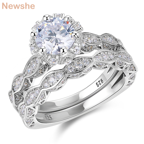 Newshe 2.6Ct blanco redondo corte AAA CZ boda Vintage anillo genuino Plata de Ley 925 anillos de compromiso para las mujeres JR4891 ► Foto 1/6