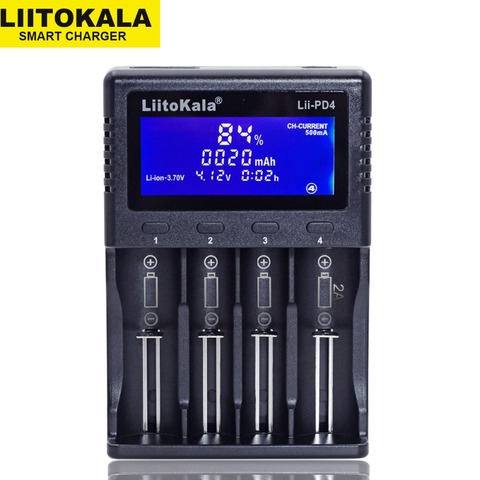 Liitokala Lii-100 Lii-202 Lii-402 cargador de batería LCD, carga 18650 3,7 V 18350 26650 18350 NiMH batería de litio ► Foto 1/6
