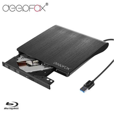 Deepfox Bluray reproductor externo óptico USB 3,0 Blu-ray BD-ROM CD/DVD RW grabador para Apple Macbook Notebook ► Foto 1/1