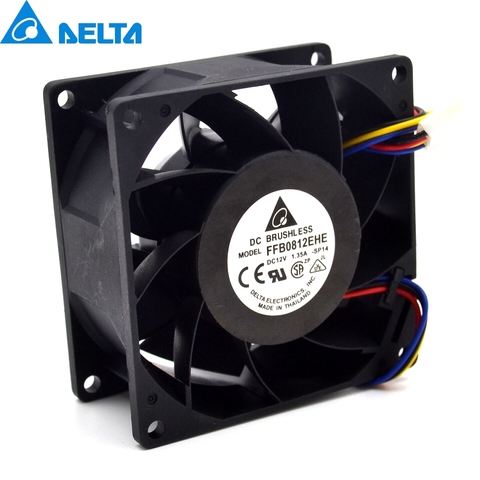 Venta caliente 8cm 80mm 8038 12V 1.35A FFB0812EHE doble rodamiento ventilador de refrigeración PWM de control de velocidad para delta ► Foto 1/6