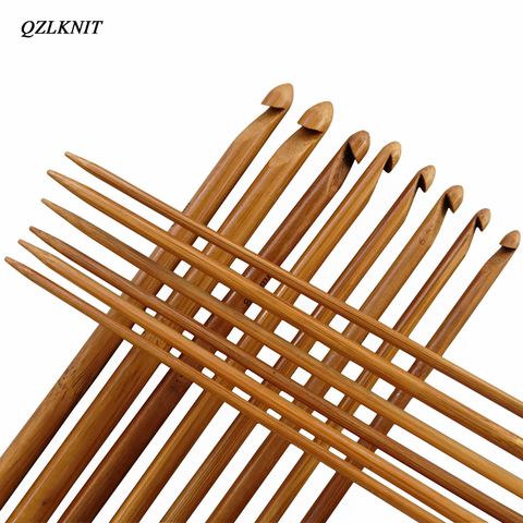 QZLKNIT-suéter de punto de aguja artesanal, gancho de ganchillo tuneciano de bambú, carbonizado, de 14 tamaños, 35cm, para manualidades ► Foto 1/6