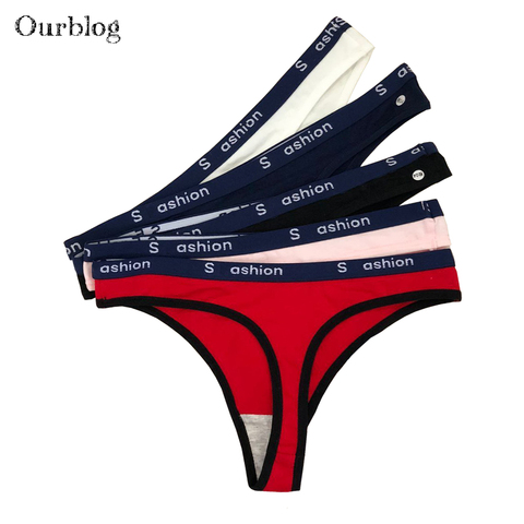 OURBLOG 5 unids/lote chica bragas Sexy mujer G-cuerdas Tangas de algodón Mujer ropa interior Mujer Tangas T- bragas, M, L, XL ► Foto 1/6