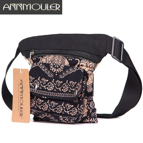 Annmouler Vintage mujeres bolso de la correa de cintura ajustable Fanny Pack estilo bohemio cintura Pack Multi-Bolsillo bolso para teléfono para regalos ► Foto 1/6