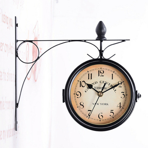 Gran venta reloj de pared de doble cara Paddington negro para exteriores decoración de jardín Reloj de pared Dia (25 cm) ► Foto 1/5
