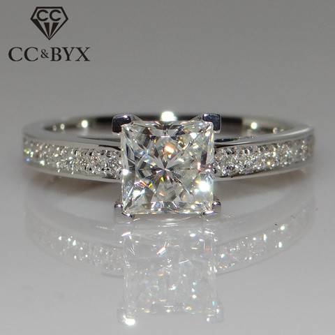 CC Jewelry-anillos de plata de ley 925 para mujer, joyería de diseño Simple, anillo de compromiso nupcial cuadrado, bisutería CC631 ► Foto 1/6