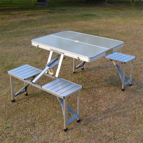 Silla de mesa plegable para exteriores, mesa de Picnic de aleación de aluminio para acampar, resistente al agua, mesa plegable duradera, escritorio para mesa de playa ► Foto 1/6