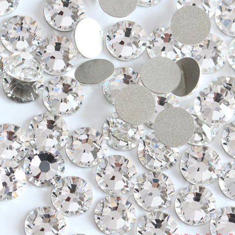 Crysta-diamantes de imitación de cristal blanco transparente para decoración de uñas, SS3-SS40, parte posterior plana ► Foto 1/6
