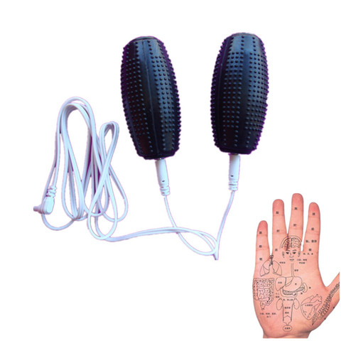 1 par de mano Shock electrodos conductivos varillas decenas EMS mano masaje para masajeador para terapias Digital estimulador + Cable de conexión ► Foto 1/5